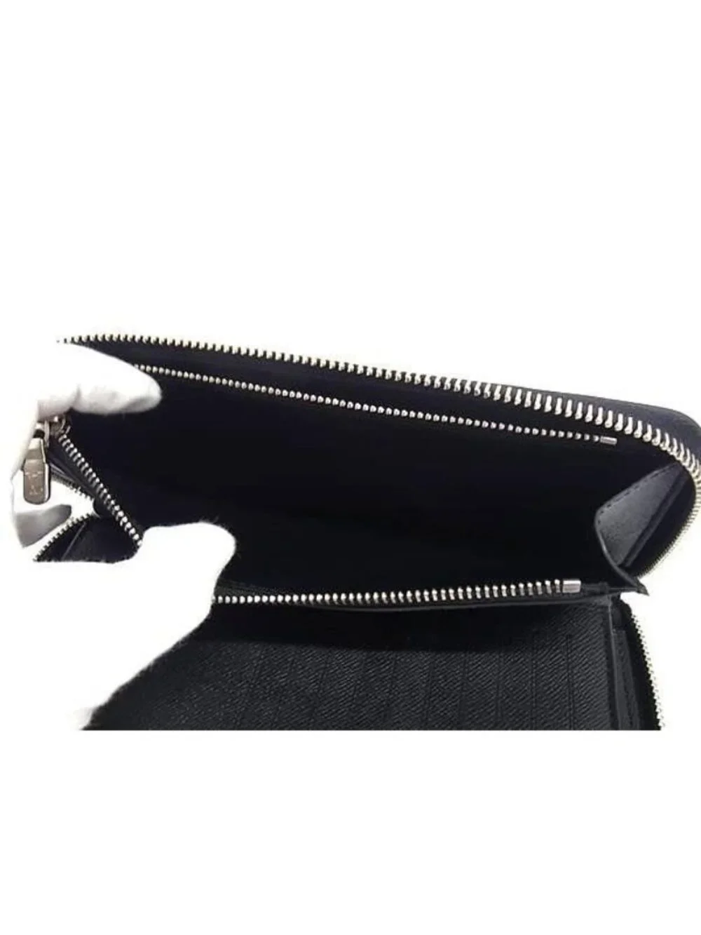 Louis Vuitton Wallet Epi Zippy Vertical Noir Leather Round Silver